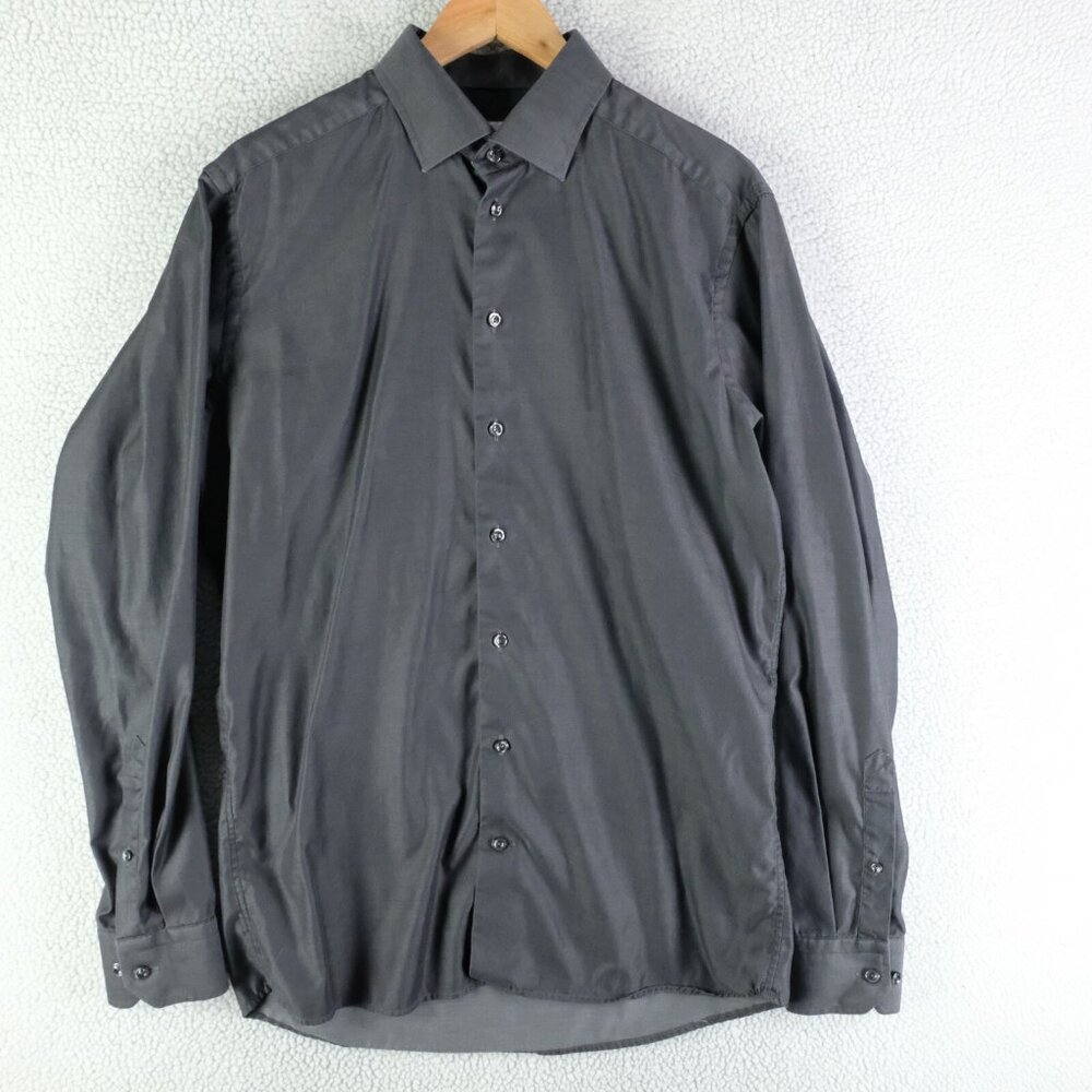 Eton Contemporary Dress Shirt Mens 43 17 Gray Button Up Cambridge Business